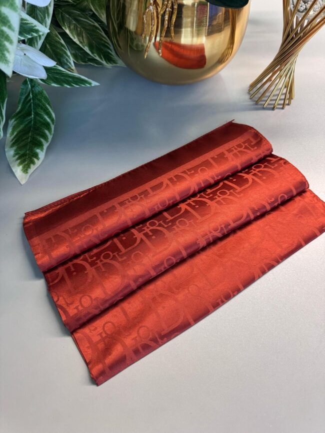 Dior Desen Pamuk İpeksi Jakar Şal 908204 -Açık Kiremit