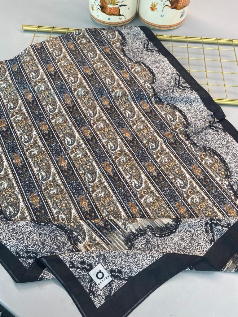 Etro Desen Pamuk İpek Şal 49733 -Mavi Gece