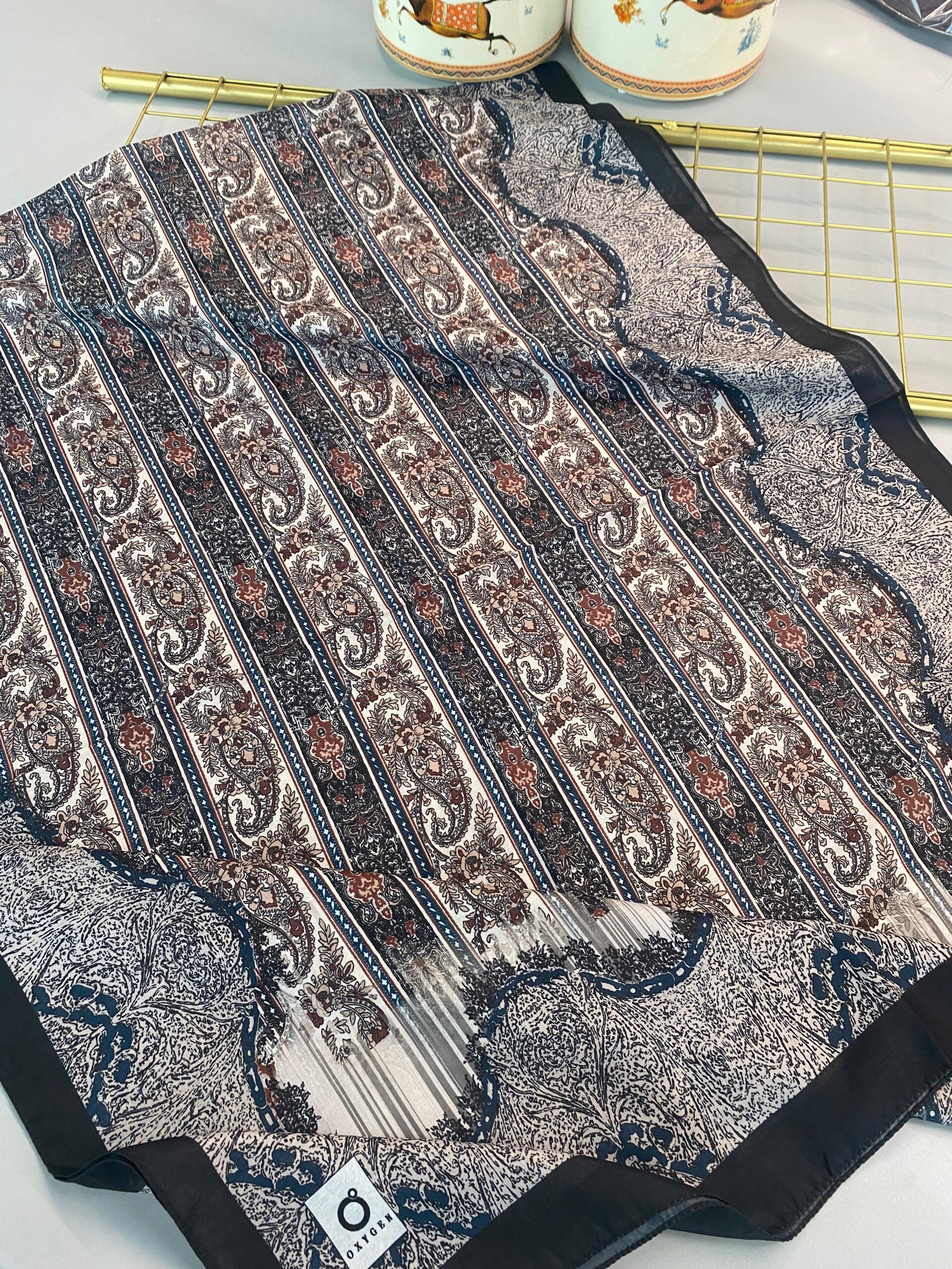 Etro Desen Pamuk İpek Şal 49733 -Kömür Siyahı