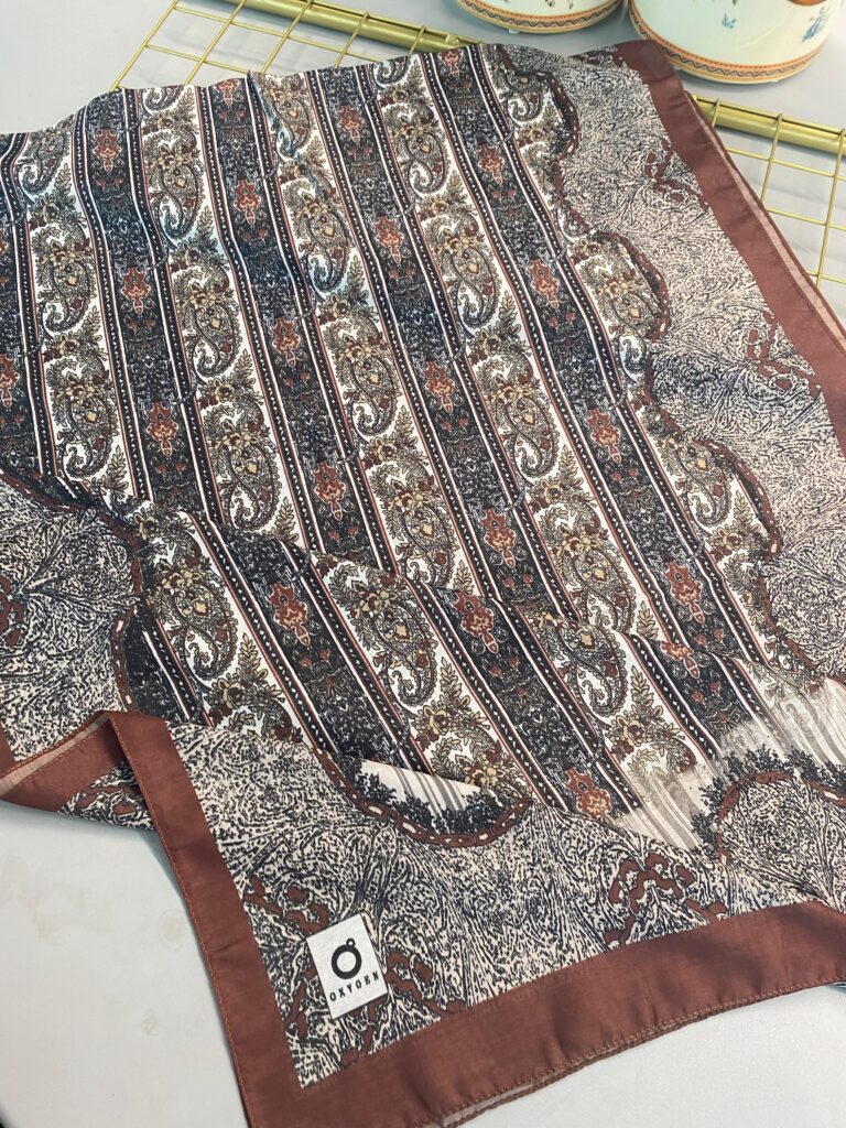 Etro Desen Pamuk İpek Şal 49733 - Fındık Kahvesi