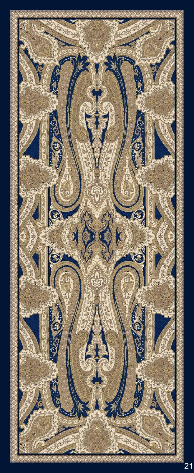 Yeni Etnik Pamuk Soft Şal 65301 -Lacivert-Altın