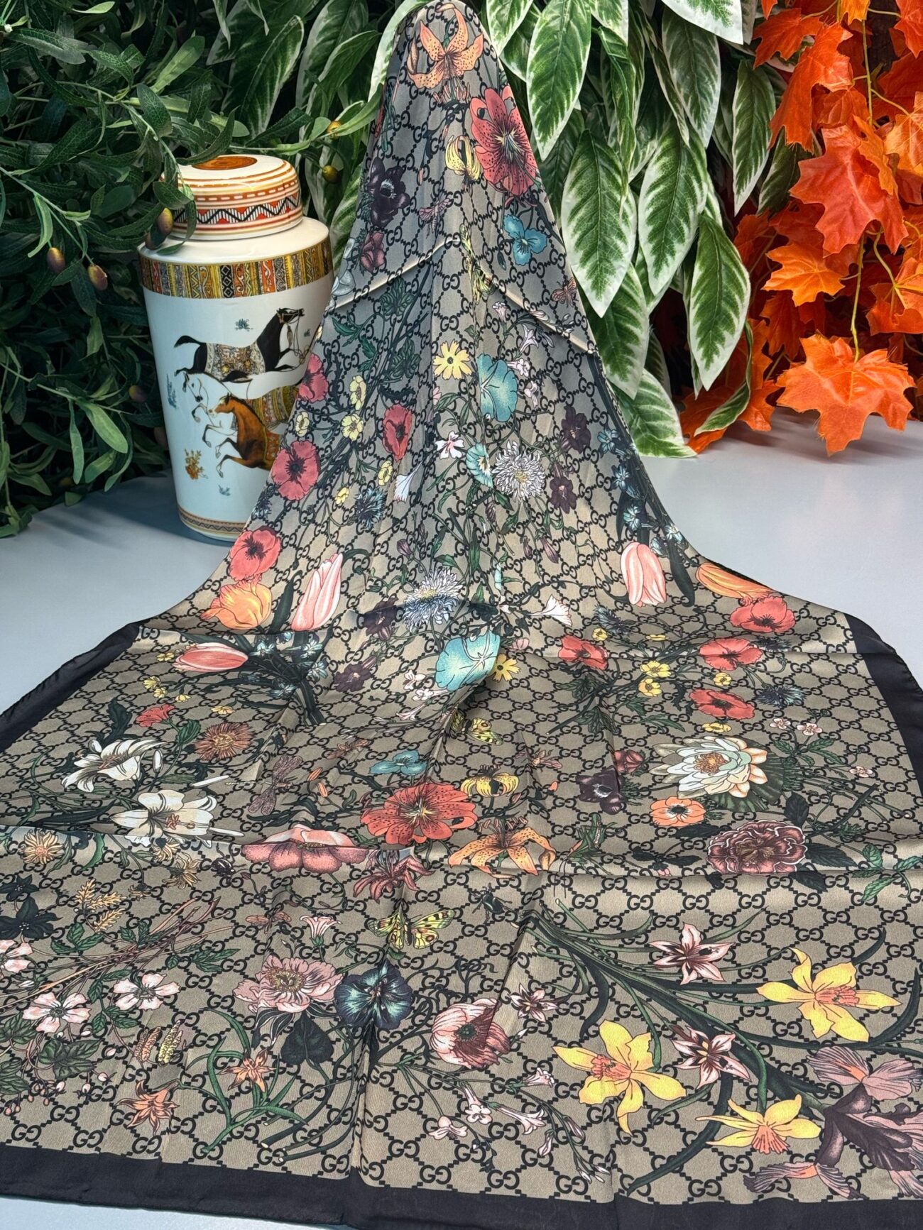 İtal Çiftaraflı vual ipek 23561 - Siyah/Vizon