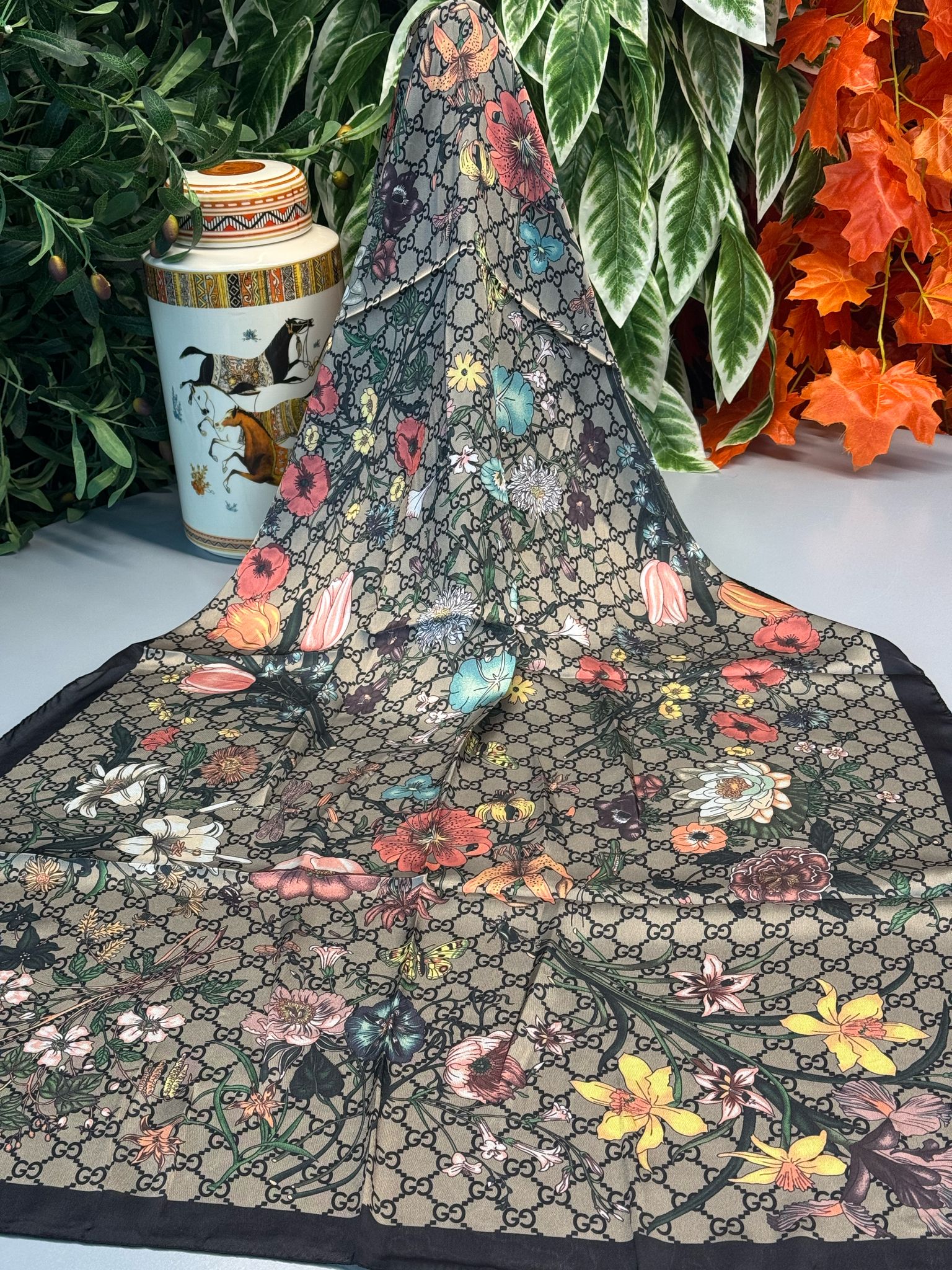 İtal Çiftaraflı vual ipek 23561 - Siyah/Vizon