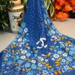 Chanel İthal Vual İpek Çiçek Desen Şal - Saks