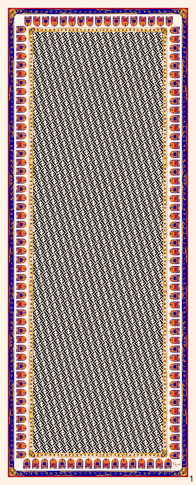 Fendi Monogram Pamuk Soft Şal 64302 - Ekru-Saks