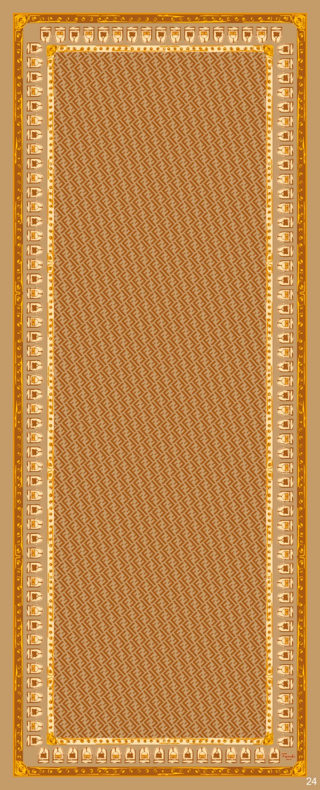 Fendi Monogram Pamuk Soft Şal 64302 - Turuncu