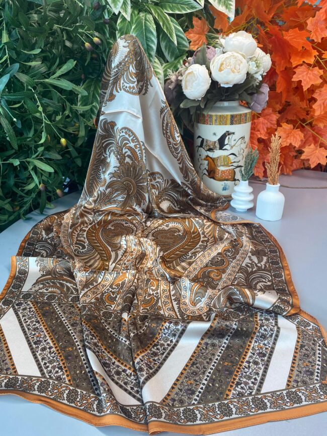 İTHAL ETRO DESEN NEW VUAL İPEK ŞAL-Turuncu