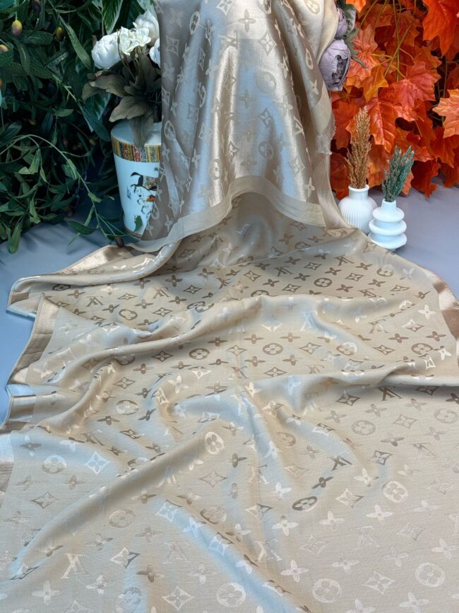 İthal Lv Kaşmir İpek Şal- Koyu Bej