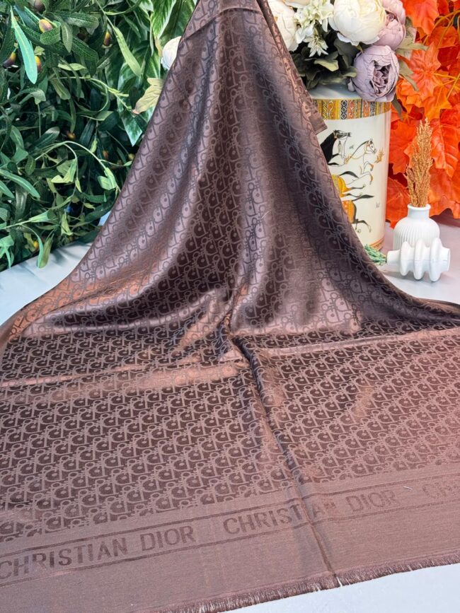 İthal Dior Kaşmir İpek Şal-Kahverengi