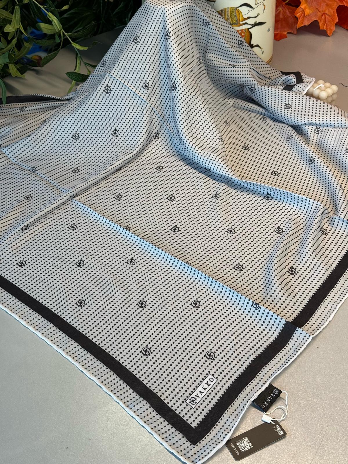 Vakko Puantiye Twill Eşarp-Gri