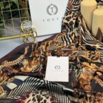 Touch İthal Etnik Leopar Vual İpek Şal - 887780 - Mürdüm-Siyah