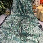 Etnik Etro Desen Pamuk Soft Şal - Siyah-Yeşil