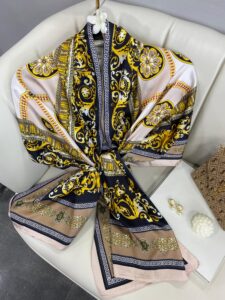 VERSACE VUAL İPEK ŞAL- 344456- AÇIK PUDRA