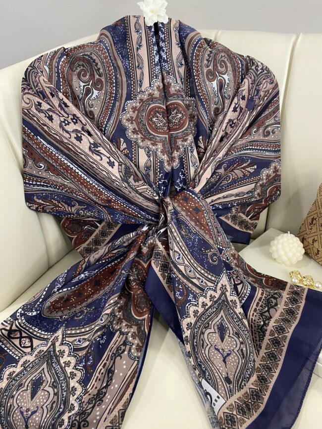 Etro Pamuk İpek Şal 987654- KOYU LACİVERT