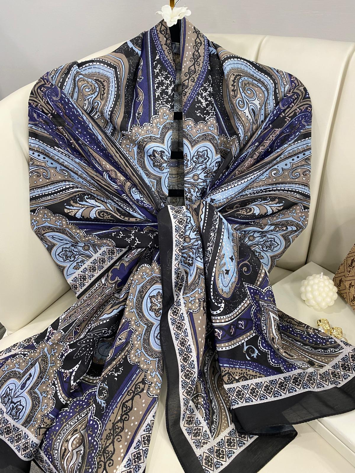 Etro Pamuk İpek Şal -987654 - MAVİ