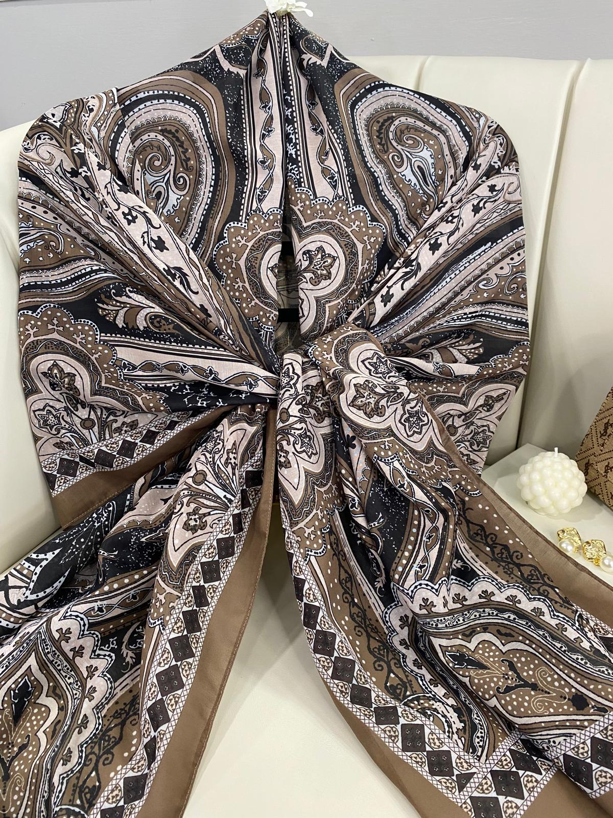 Etro Pamuk İpek Şal 987654- KAHVE