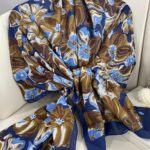 PAPATYA DESEN PAMUK İPEKSİ ŞAL 25896-LACİVERT