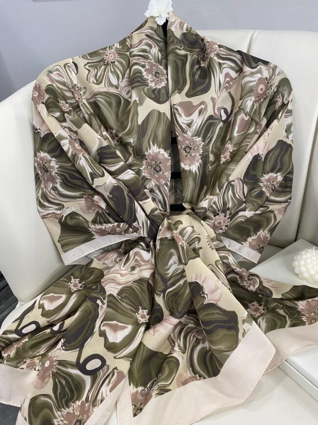 PAPATYA DESEN PAMUK İPEKSİ ŞAL 25896- KREM