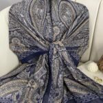 Çini Desen Pamuk İpek Şal - 7458- DUMANLI MAVİ