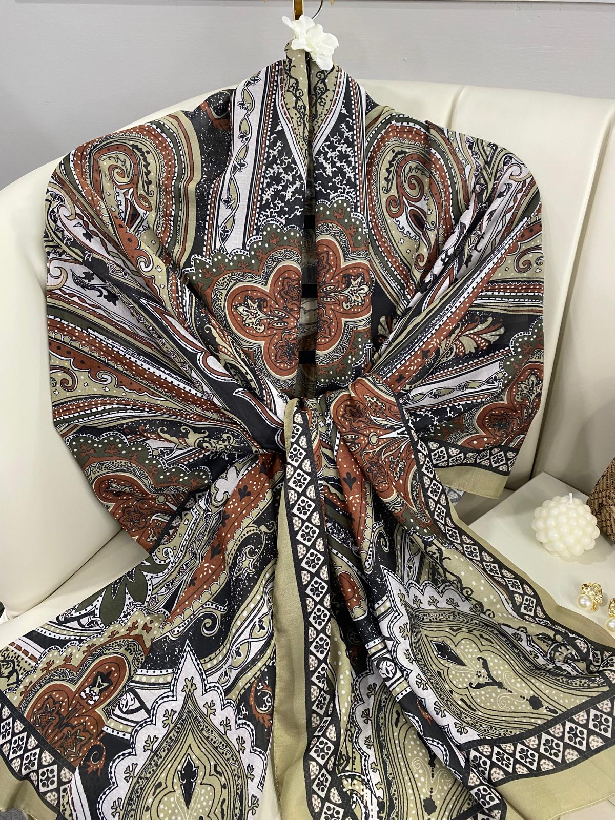 Etro Pamuk İpek Şal 987654- KÜF YEŞİLİ