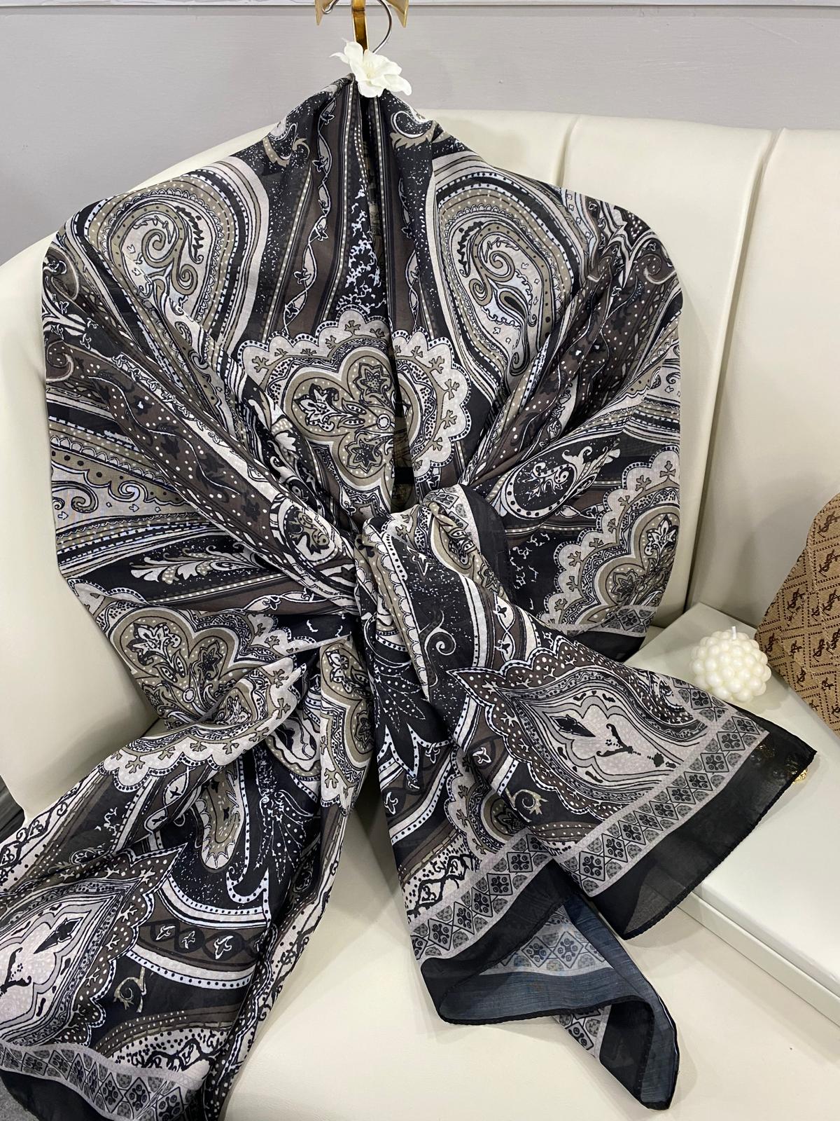 Etro Pamuk İpek Şal 987654-KÖMÜR SİYAHI