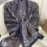 Etro Etnik Desen Pamuk İpek Şal - 23564 - İNDİGO