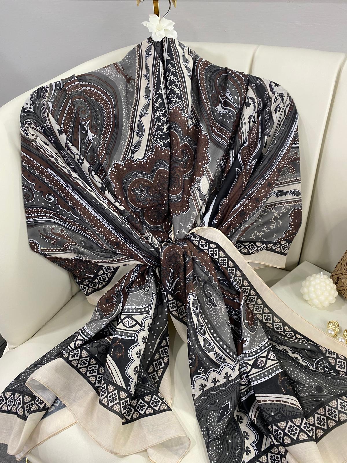 Etro Pamuk İpek Şal 987654- DUMAN GRİ