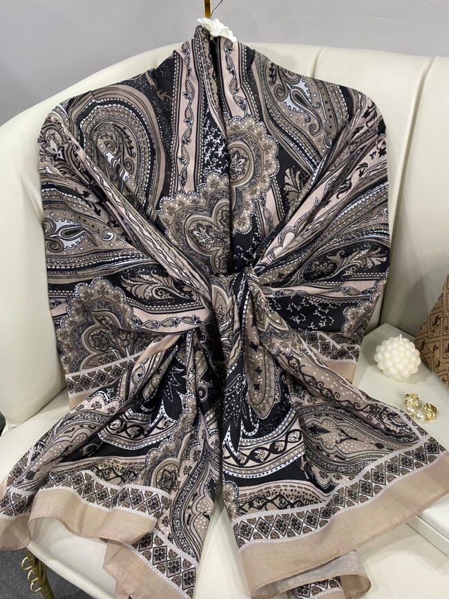 Etro Pamuk İpek Şal 987654- FİL DİŞİ