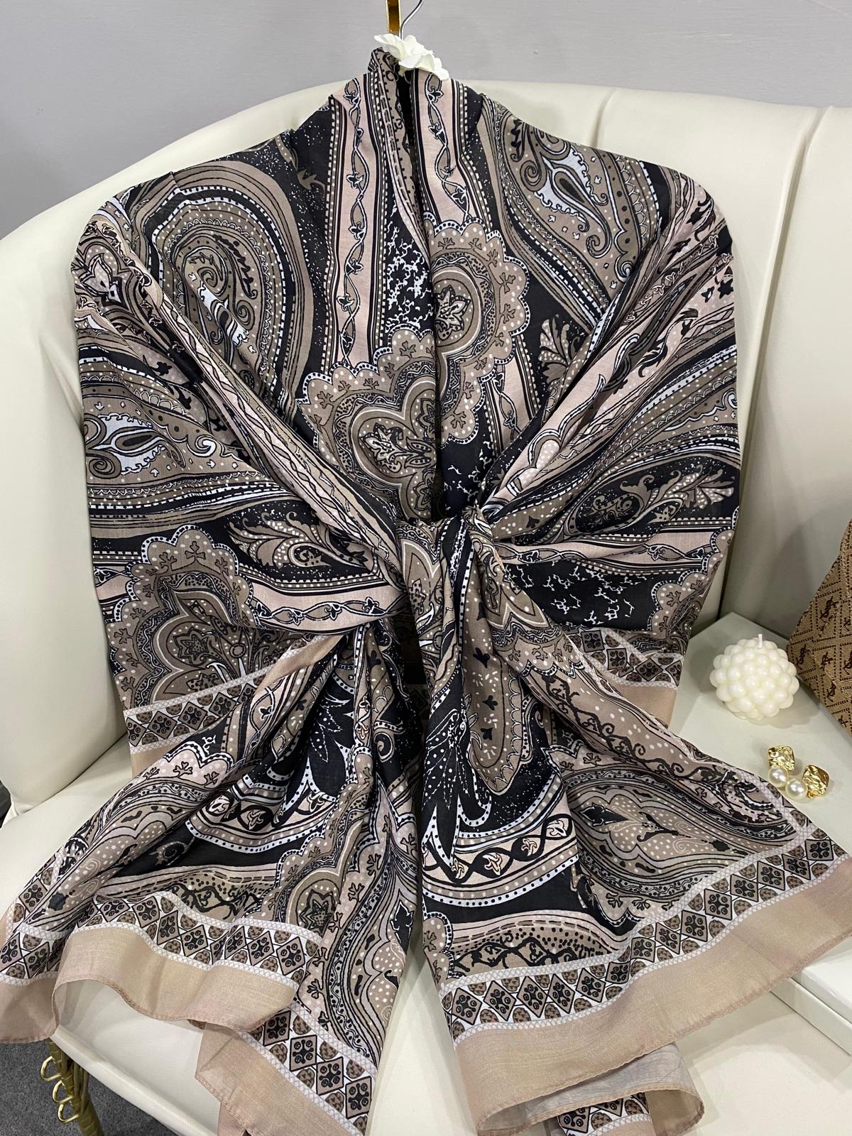 Etro Pamuk İpek Şal 987654- FİL DİŞİ