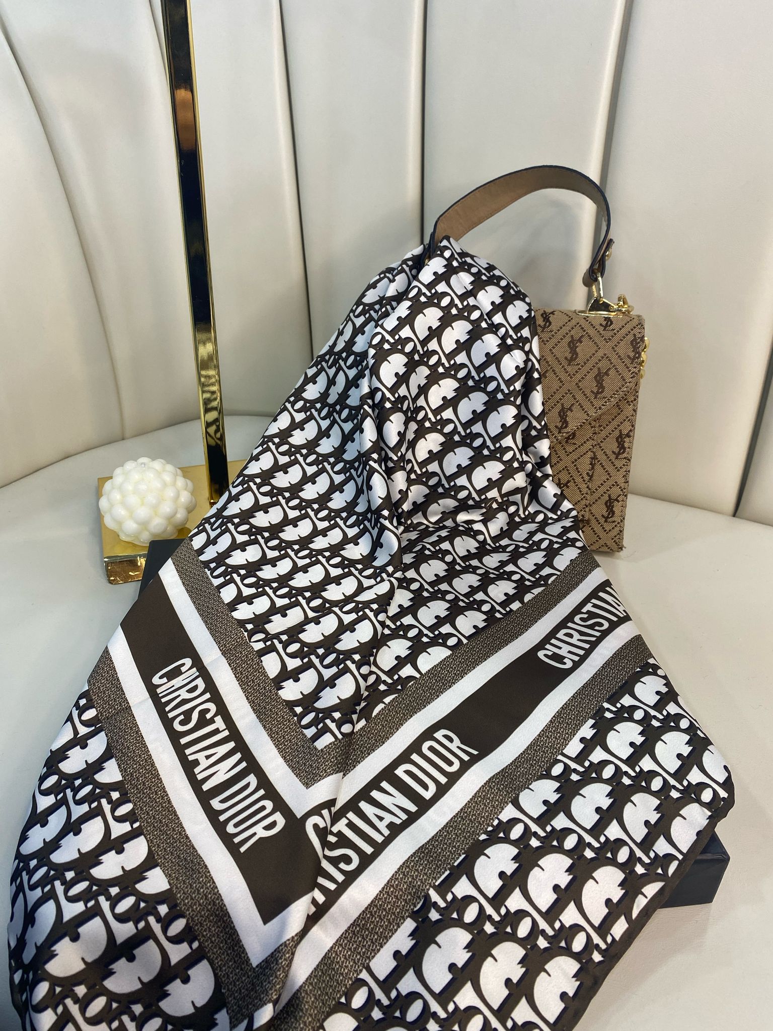 Dior Marka Eşarp - KAHVERENGİ