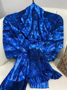 Touch İthal Pamuk İpek Şal 63454 - SAKS MAVİSİ