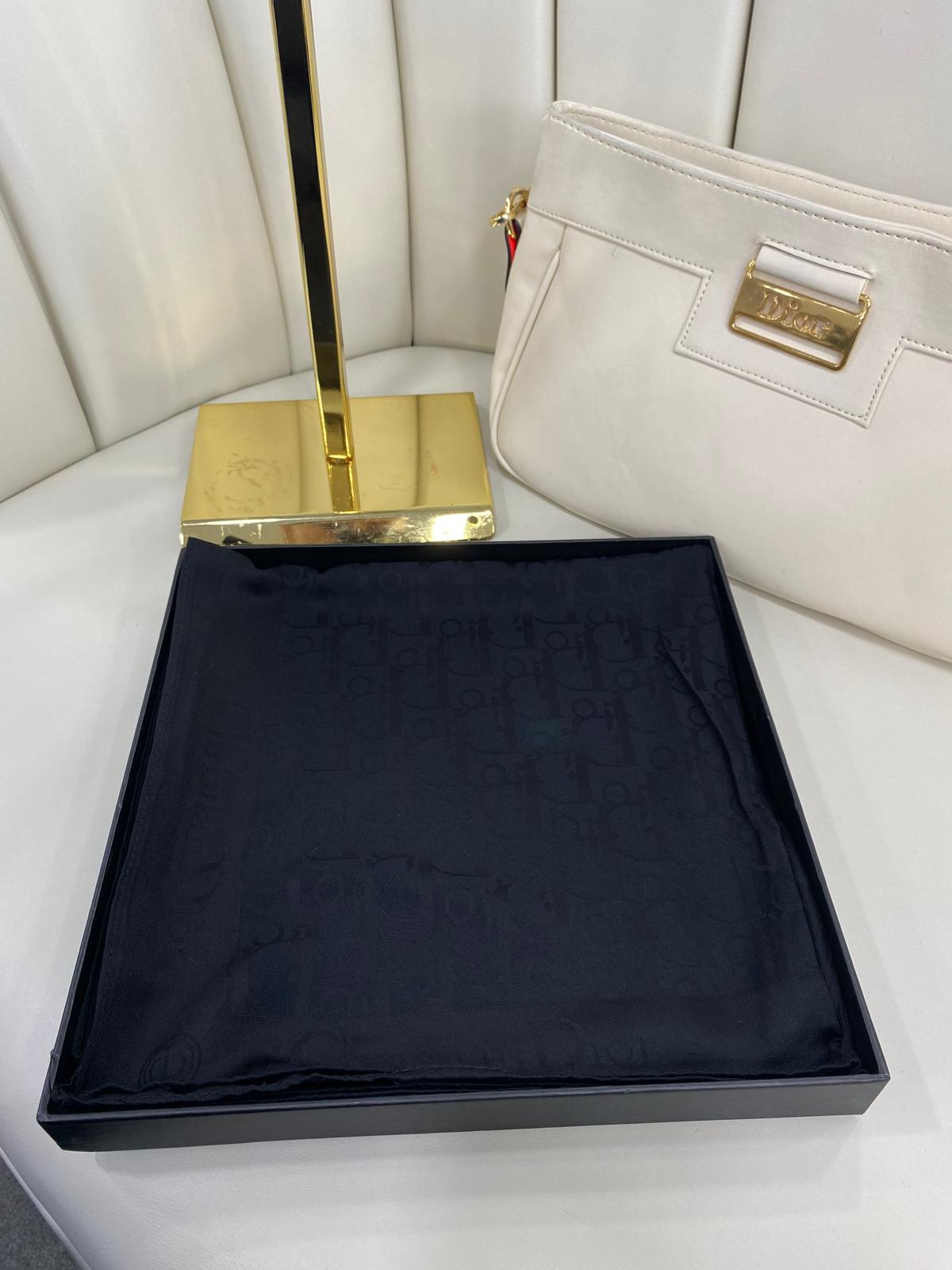 DİOR ÇİFT TARAFLI KAŞMİR İPEK EŞARP 7859- SİYAH