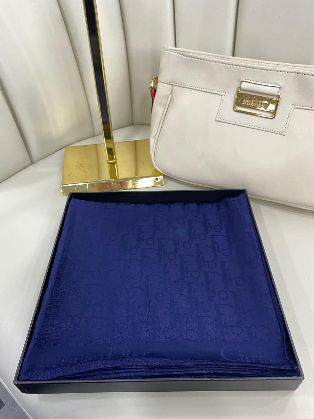 DİOR ÇİFT TARAFLI KAŞMİR İPEK EŞARP 7859- LACIVERT