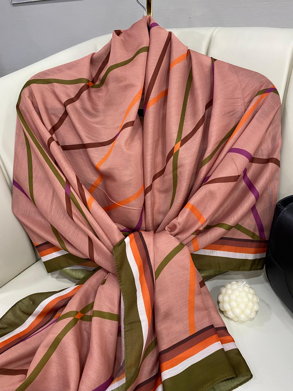 Silkhom Desen Pamuk Şal - Haki