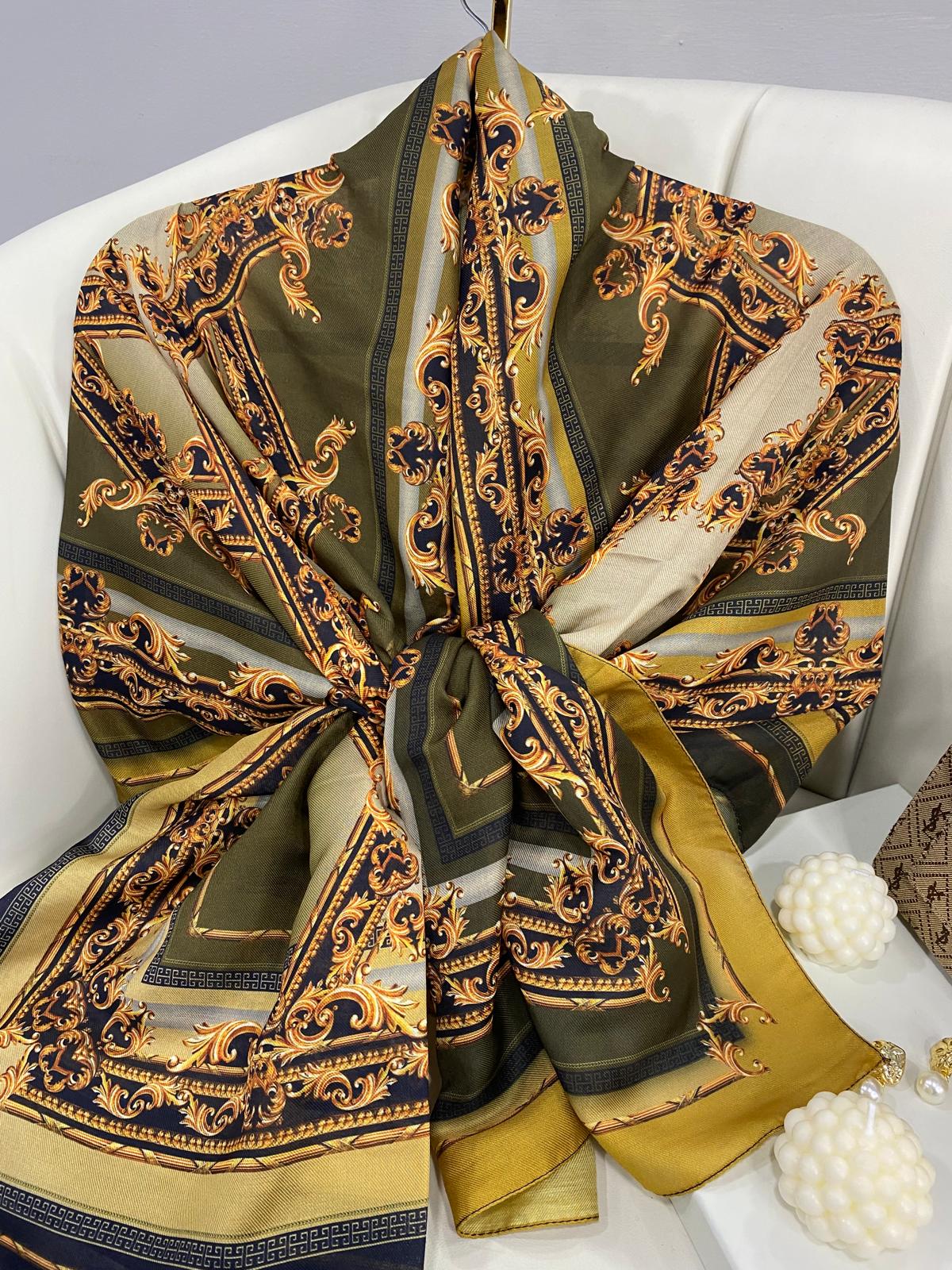 Etnik Desen Pamuk Soft Şal 83924 - Çam Yeşili