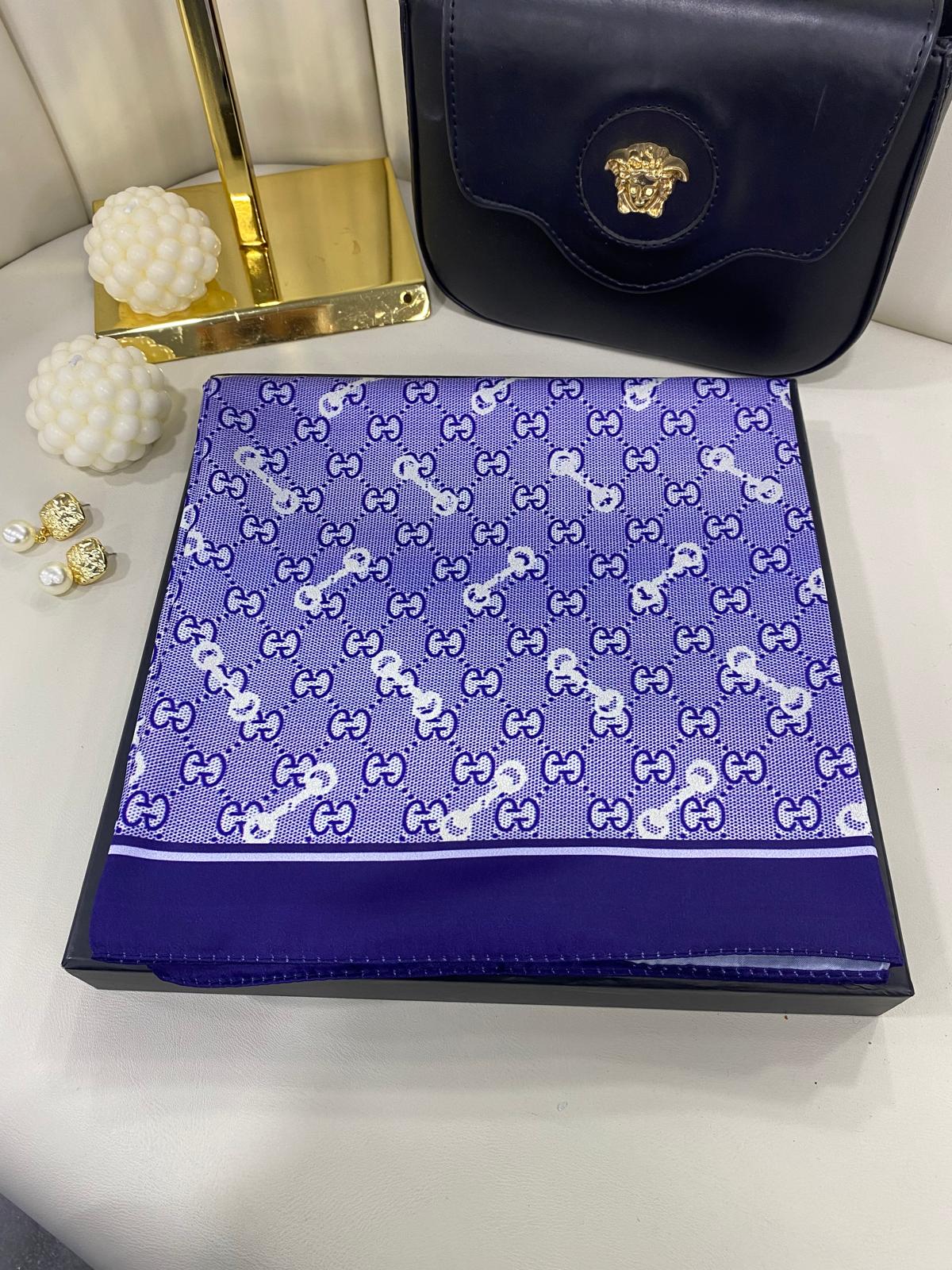 Gucci Desen Marka Eşarp - 62268 - Gökyüzü Mavisi