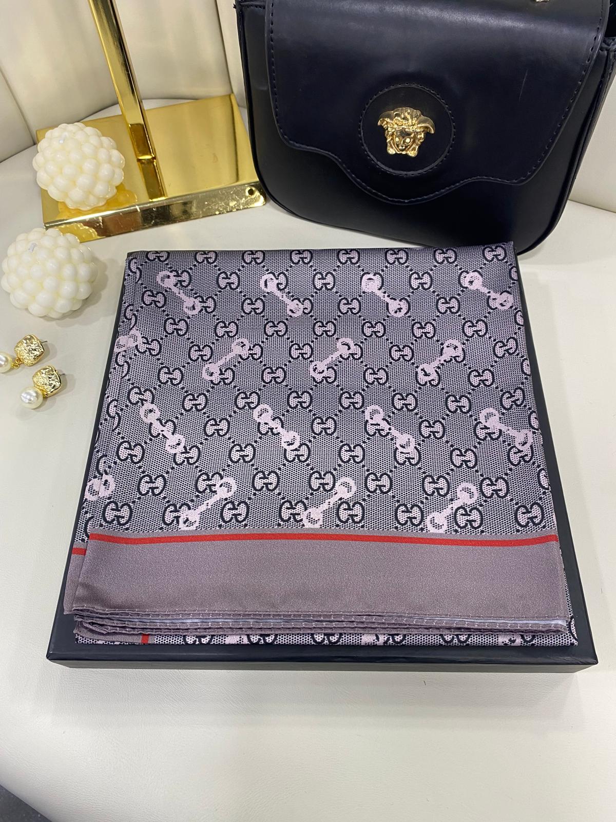 Gucci Desen Marka Eşarp - 62268 - Menekşe