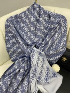 Guess Çift Taraflı Kaşmir İpek Şal- 7860- Mavi -Gri