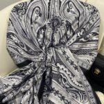 Rüzgar Desen Vual İpek Şal -122336-Siyah