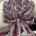 Rüzgar Desen Vual İpek Şal -122336-Vişne Çürüğü