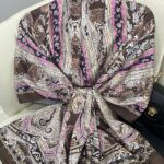 Efsanevi Desen Vual İpek Şal -225566-Kahverengi Rose