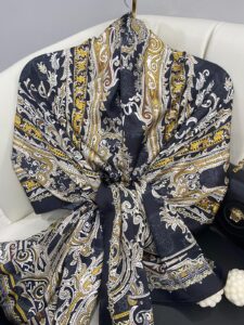 Efsanevi Desen Vual İpek Şal -225566- Gece Altını