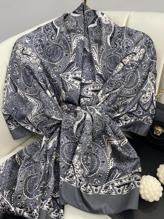 Batik Desen Vual İpek Şal -259685- Antrasit