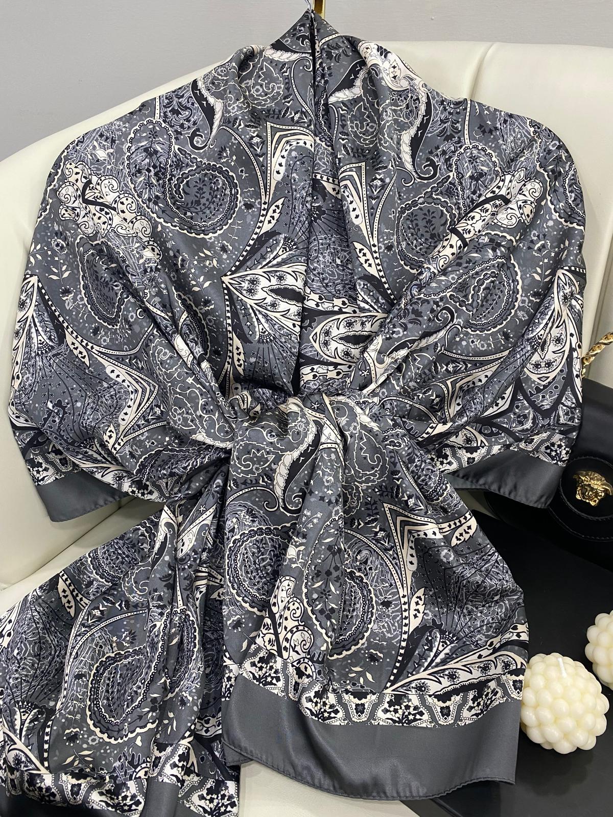 Batik Desen Vual İpek Şal -259685- Antrasit