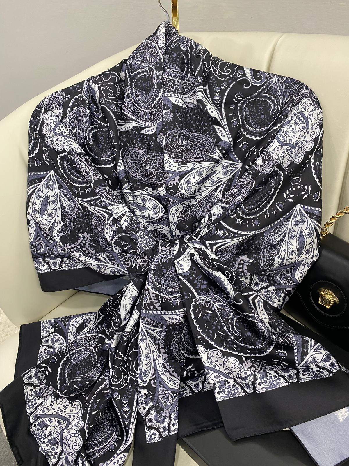 Batik Desen Vual İpek Şal -259685- Siyah