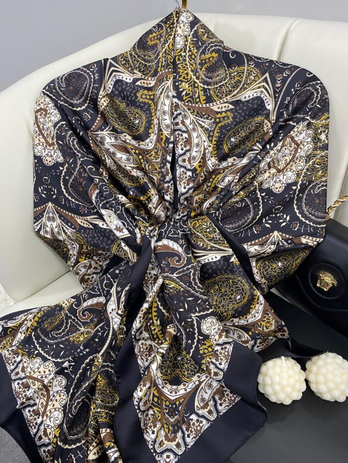 Batik Desen Vual İpek Şal -259685- Amber Sarısı