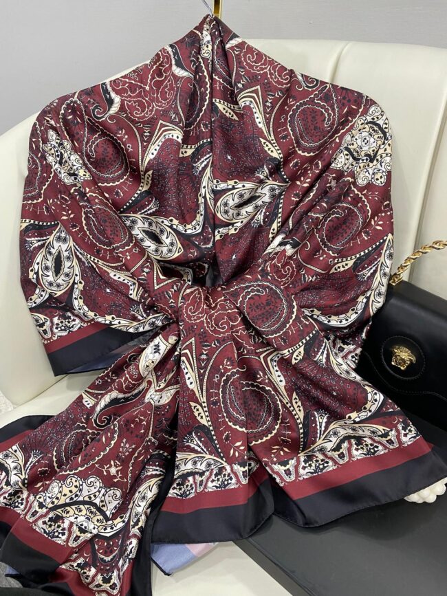 Batik Desen Vual İpek Şal -259685-Mercan Bordosu
