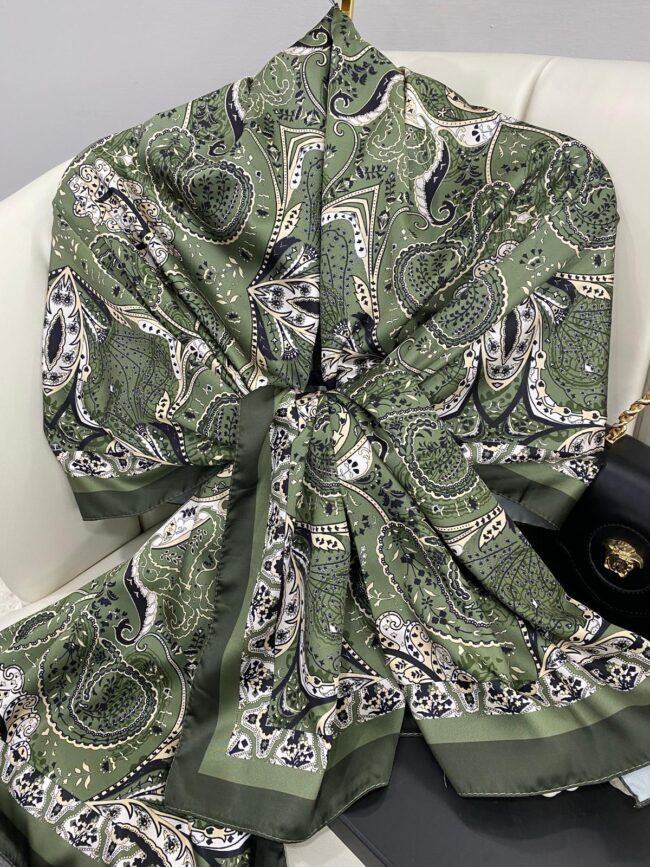 Batik Desen Vual İpek Şal -259685-Kavak Yeşili