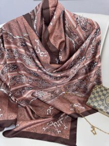 Etro Desen Vual İpek Şal -49733 - Fındık Kahvesi