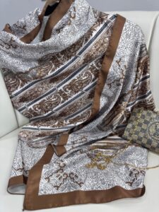 Etro Desen Vual İpek Şal -49733 - Çikolata